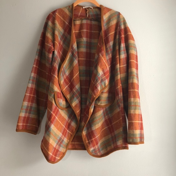 orange plaid cardigan
